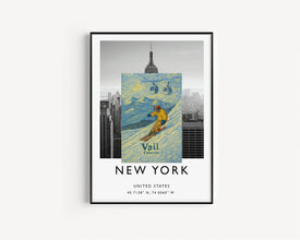 Vail Colorado Ski Resort Poster, Rocky Mountains, Skiing Print, Aspen, Wall Art Gift, Denver, Boulder, Illustration, Cable Car, Snowboarding