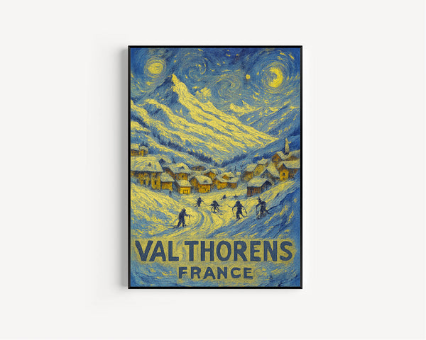 Val Thorens Ski Travel Print, Val Thorens France Travel Poster, Home Decor Wall Art, France Winter Ski Travel Print, Travel Gifts