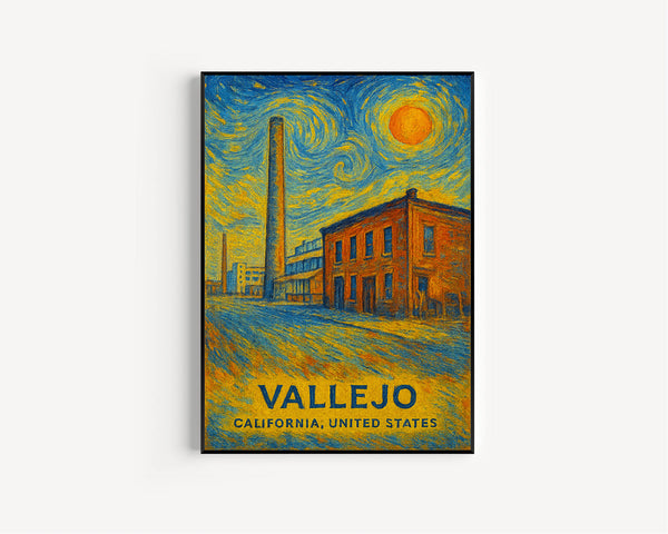 Vallejo Poster Print, Vallejo Travel Poster, Vallejo Van Gogh Style Wall Art, Vallejo, California, United States