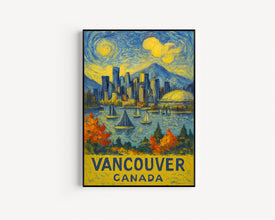 Vancouver Canada Travel Poster Wall Art, Vancouver Skyline Canada Travel Poster, Canada Travel Poster, Traveler Home Décor, Traveler Gift