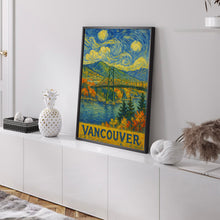 Vancouver Canada, Van Gogh Style Art, Lions Gate Bridge, Canvas, Poster, Wall Art, Home Decor