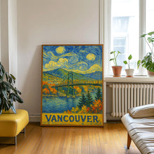 Vancouver Canada, Van Gogh Style Art, Lions Gate Bridge, Canvas, Poster, Wall Art, Home Decor