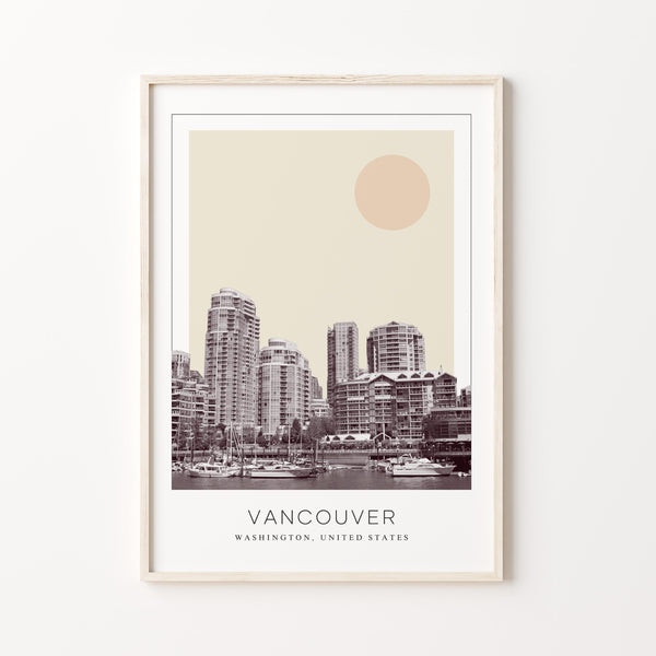 Vancouver Poster Print, Vancouver Travel Poster, Vancouver Minimalistic Wall Art, Vancouver, Washington, United States 1868247422