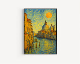 Venice Poster Print, Venice Travel Poster, Venice Van Gogh Style Wall Art, Venice, Italy