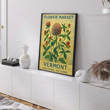 Vermont State Flower Art Print, Red Clover 1960s Wall Art, Neutral Botanical Pastel Artwork, Vermont Flower Market Decor, C31-45