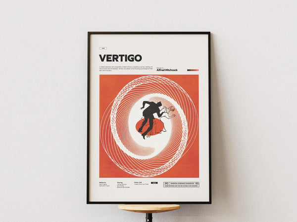 Vertigo Poster, Alfred Hitchcock Film Vertigo Print Poster, James Stewart and Kim Novak Starring 1958 Movie Vertigo Wall Decor Idea 1899563015