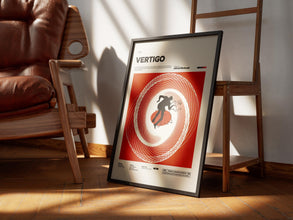 Vertigo Poster, Alfred Hitchcock Film Vertigo Print Poster, James Stewart and Kim Novak Starring 1958 Movie Vertigo Wall Decor Idea 1899563015