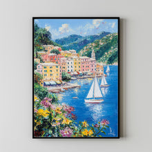 Vibrant Portofino Sailboats Poster – Nautical Wall Art from Italy copy