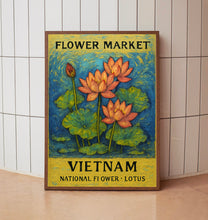 Vietnam National Flower, Lotus 1960_s Wall Art, Neutral Botanical Pastel Artwork, Vietnam Market Art Print, C31-546