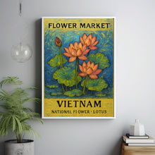 Vietnam National Flower, Lotus 1960_s Wall Art, Neutral Botanical Pastel Artwork, Vietnam Market Art Print, C31-546
