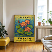 Vietnam National Flower, Lotus 1960_s Wall Art, Neutral Botanical Pastel Artwork, Vietnam Market Art Print, C31-546