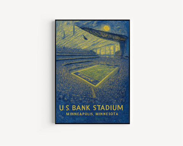 Vikings NFL  U.S. Bank Stadium  Black and White  Poster
