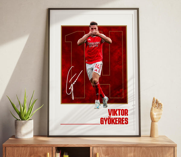 Viktor Gyokeres Football Art Poster Red North London Fan Gift 4388312058
