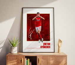 Viktor Gyokeres Football Art Poster Red North London Fan Gift 4388312058