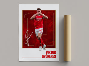 Viktor Gyokeres Football Art Poster Red North London Fan Gift 4388312058