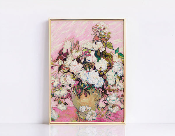 Vincent Van Gogh Posters, Roses in a vase Poster, Van Gogh Wall art, Vincent Van Gogh Print, Van Gogh Exhibition Poster, Oleanders print 1212808612