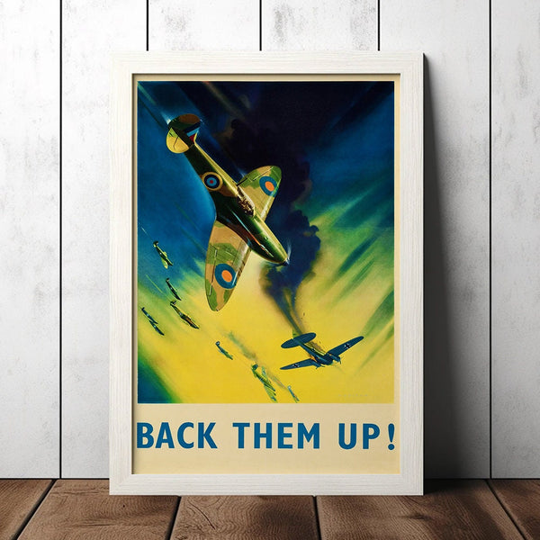 Vintage Back Them Up! World War 2 Poster - Military Fan Collectibles - Retro Decor Poster - Home Decor - Wall Art - Canvas Poster 1668969572