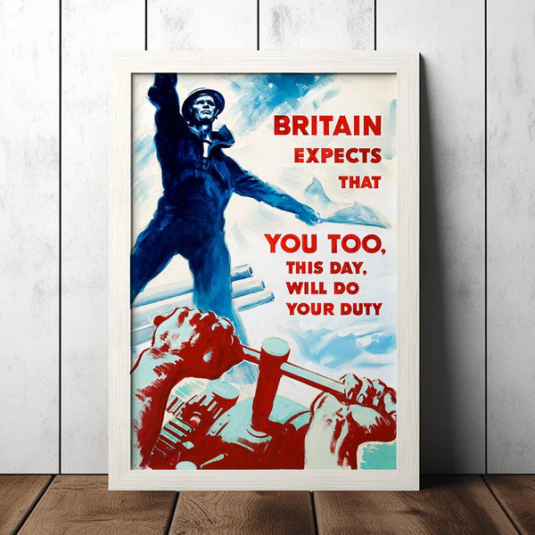 Vintage Britain Expects World War 2 Poster - Military Fan Collectibles - Retro Decor Poster - Home Decor - Wall Art - Canvas Poster 1683145969