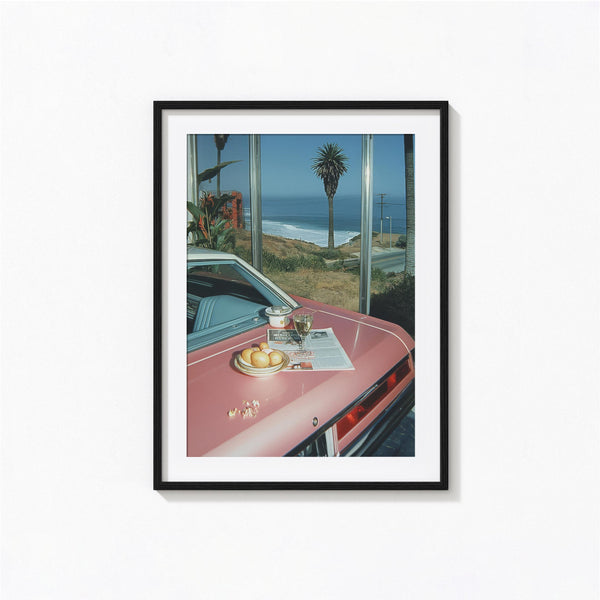 Vintage Car with Coastal View Print, Pink Car Wall Art, Vintage Print, Photography Prints, Museum Quality Photo Art Print 4311359483