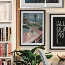 Vintage Car with Coastal View Print, Pink Car Wall Art, Vintage Print, Photography Prints, Museum Quality Photo Art Print 4311359483