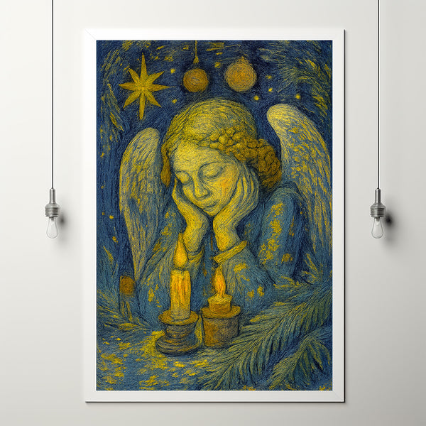 Vintage Christmas Angel Print Nostalgic Holiday Wall Art