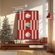 Vintage Christmas Wall Art, Digital Art Download, Modern Stripe Christmas Print, Trendy Holiday Wall Art, Cute Christmas Art Print 1835701431