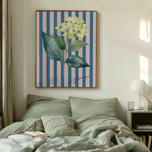 Vintage Floral Hydrangea Stripe Print, Charming Rustic Flower Art, Retro Botanical Wall Art, Cottagecore Bedroom, Elegant Vertical Stripes 1887621763