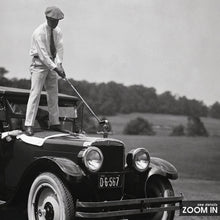 Vintage Golf Print, Golfer Standing on Antique Car, Black and White Wall Art, Vintage Print, Photography Prints, Museum Quality Photo Print 1606605636