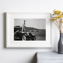 Vintage Golf Print, Golfer Standing on Antique Car, Black and White Wall Art, Vintage Print, Photography Prints, Museum Quality Photo Print 1606605636
