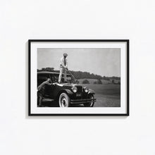 Vintage Golf Print, Golfer Standing on Antique Car, Black and White Wall Art, Vintage Print, Photography Prints, Museum Quality Photo Print 1606605636