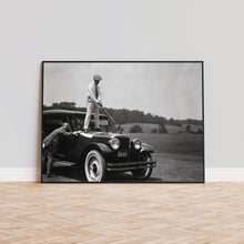 Vintage Golf Print, Golfer Standing on Antique Car, Black and White Wall Art, Vintage Print, Photography Prints, Museum Quality Photo Print 1606605636