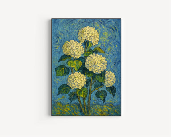 Vintage Hydrangea Wall Art White Flowers  Wall Decor, Artful Art, Antique Rustic Farmhouse Floral Artwork,