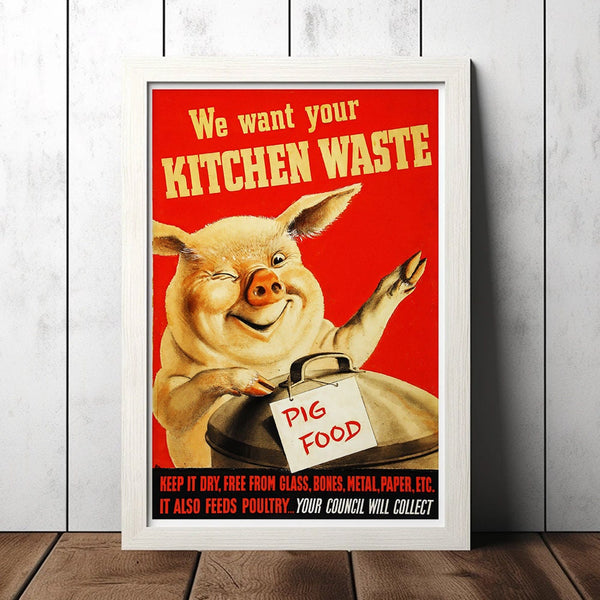 Vintage Kitchen Waste World War 2 Poster - Military Fan Collectibles - Retro Decor Poster - Home Decor - Wall Art - Canvas Poster 1668972546