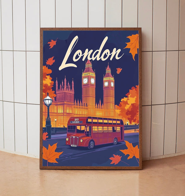 Vintage London Travel Poster – UK Wall Art with Big Ben, Ideal England Gifts & Birthday Present