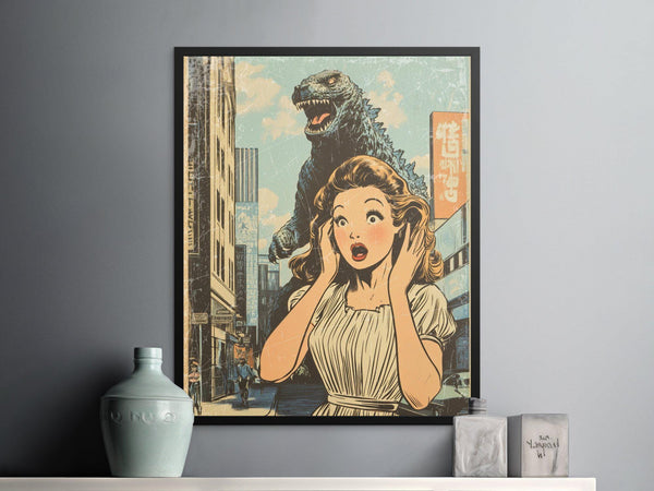 Vintage Monster Movie Poster, Retro Comic Art Print, Classic Sci-Fi Wall Decor, Unique Home Decoration, Pop Culture Artwork, Nostalgic Gift 1882842942