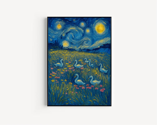 Vintage Mother Duck Print, Nursery Art, Abstract Vintage Painting, Cottagecore Decor, Meadow Painting, Farmhouse decor, Farmhouse wall decor