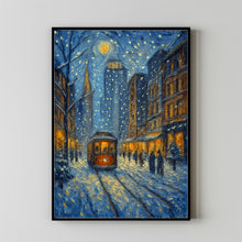 Vintage NYC Christmas Print Retro Winter Cityscape