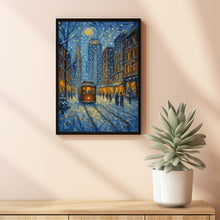Vintage NYC Christmas Print Retro Winter Cityscape