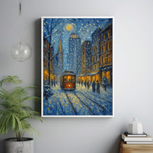 Vintage NYC Christmas Print Retro Winter Cityscape