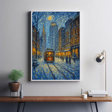 Vintage NYC Christmas Print Retro Winter Cityscape