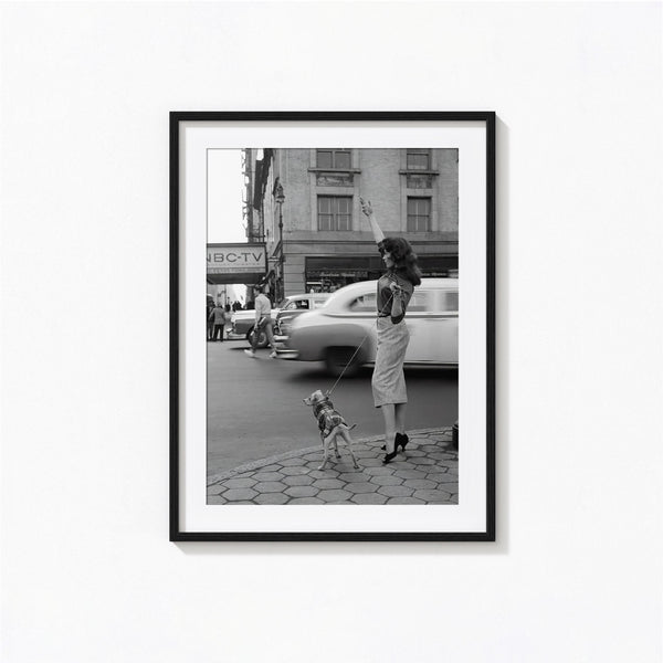 Vintage NYC Woman with Dog Print, NYC Black and White Wall Art, Vintage Print, Photography Prints, Museum Quality Photo Art Print 4386129208