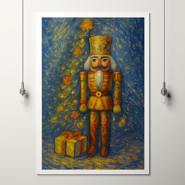 Vintage Nutcracker Christmas Print Moody Holiday Wall Art