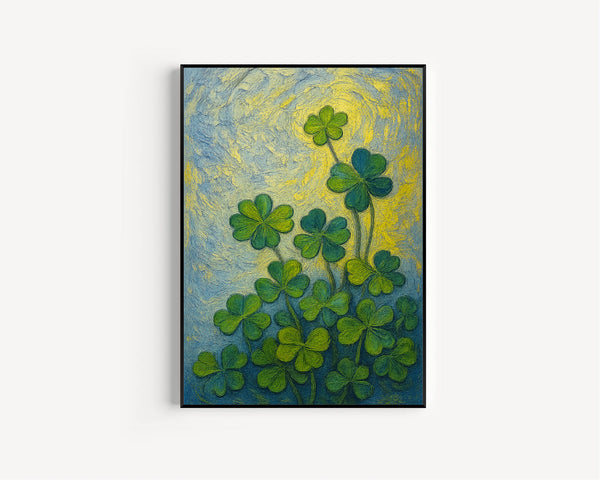 Vintage St Patrick_s Day Art Download, Clover Oil Painting, Shamrock  Wall Art,  Green Spring Decor (2)