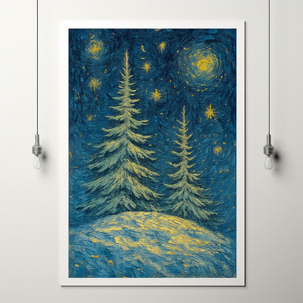 Vintage Winter Forest Print Snowy Christmas Decor