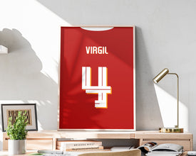 Virgil van Dijk Jersey Poster, Dutch Football Print Sport Poster 1538685667
