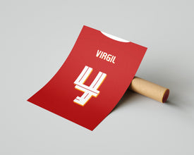 Virgil van Dijk Jersey Poster, Dutch Football Print Sport Poster 1538685667