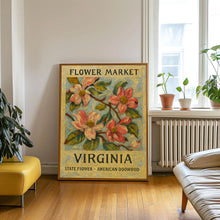 Virginia State Flower Art Print, American Dogwood 1960_s Wall Art, Neutral Botanical Pastel Artwork, Flower Market Decor, C31-57