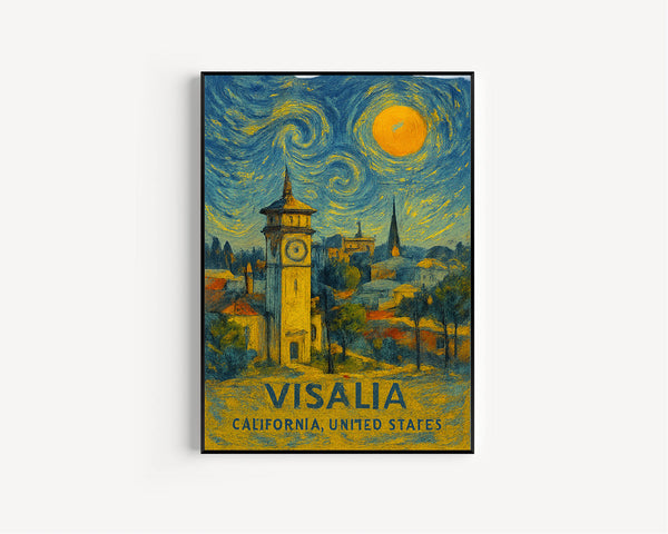 Visalia Poster Print, Visalia Travel Poster, Visalia Van Gogh Style Wall Art, Visalia, California, United States