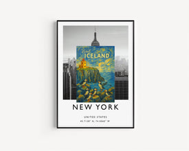 Visit Iceland Travel Poster, Icelandic Travel Print, Puffins Nature, Iceland Gift Souvenir, Reykjavik, Blue Lagoon, Myvatn, Scandinavian Art