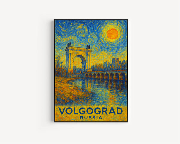 Volgograd Poster Print, Volgograd Travel Poster, Volgograd Van Gogh Style Wall Art, Volgograd, Russia